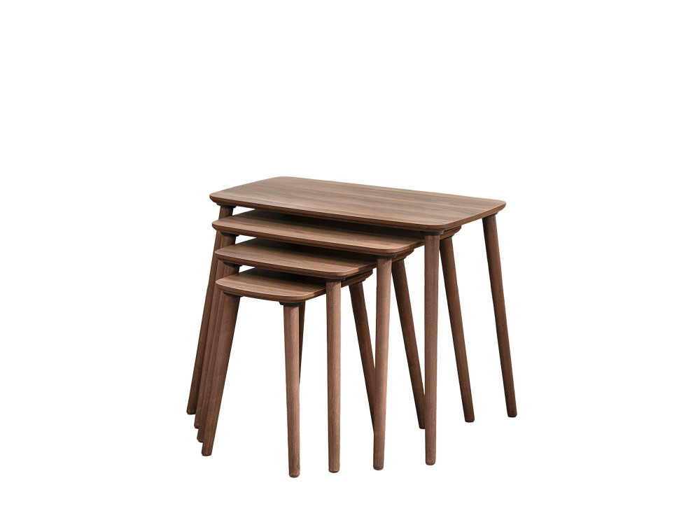 Luci" 4-piece wooden nesting table 70 x 40 x 55 cm - Walnut