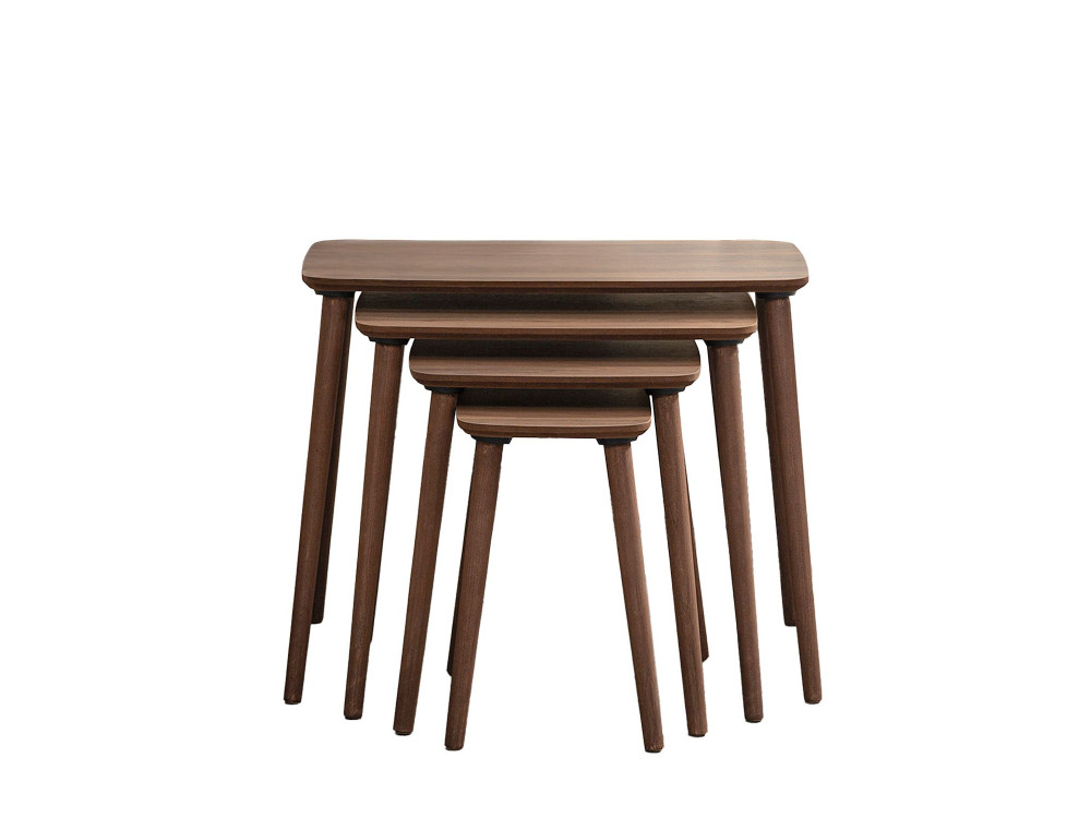 Luci" 4-piece wooden nesting table 70 x 40 x 55 cm - Walnut