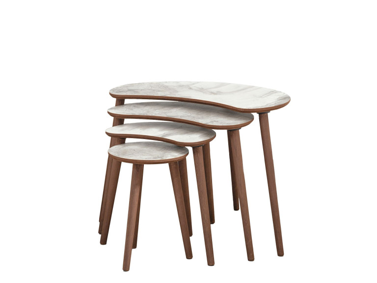 Moon" wooden nesting table (4 pieces) 40 x 75 x 55 cm - White