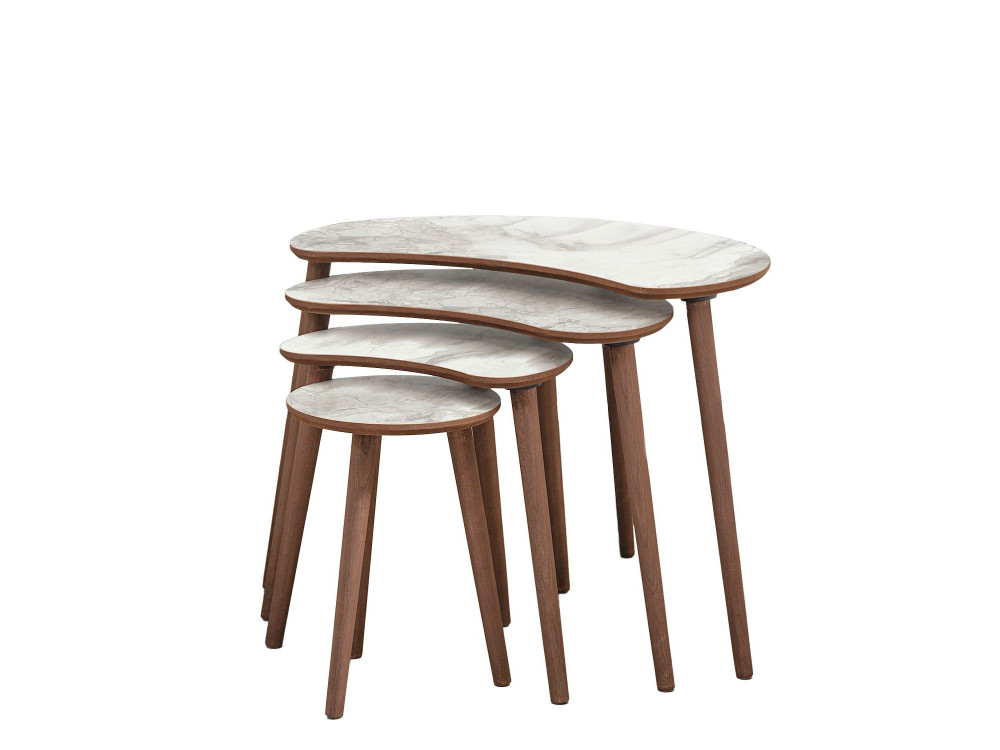 Moon" wooden nesting table (4 pieces) 40 x 75 x 55 cm - White