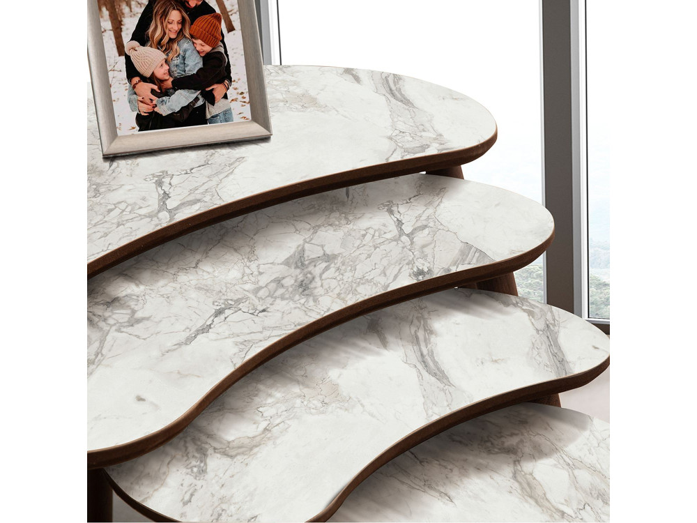 Moon" wooden nesting table (4 pieces) 40 x 75 x 55 cm - White