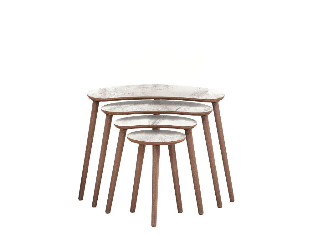 Moon" wooden nesting table (4 pieces) 40 x 75 x 55 cm - White
