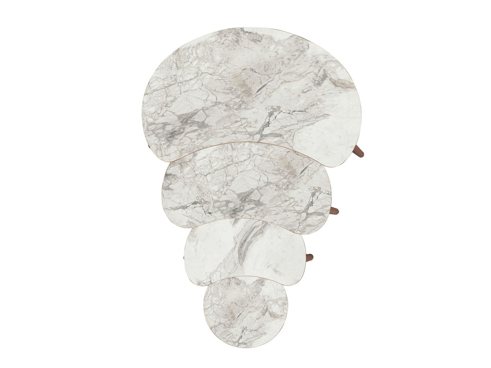 Moon" wooden nesting table (4 pieces) 40 x 75 x 55 cm - White