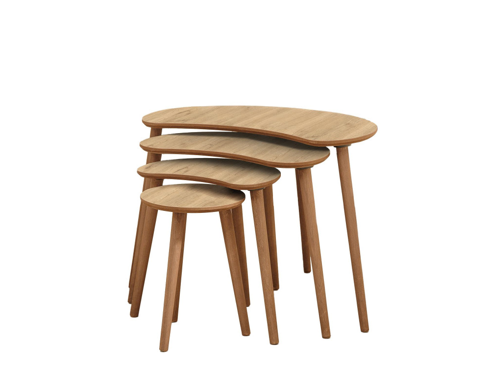 Moon" 4-piece wooden nesting table 40 x 75 x 55 cm - Oak