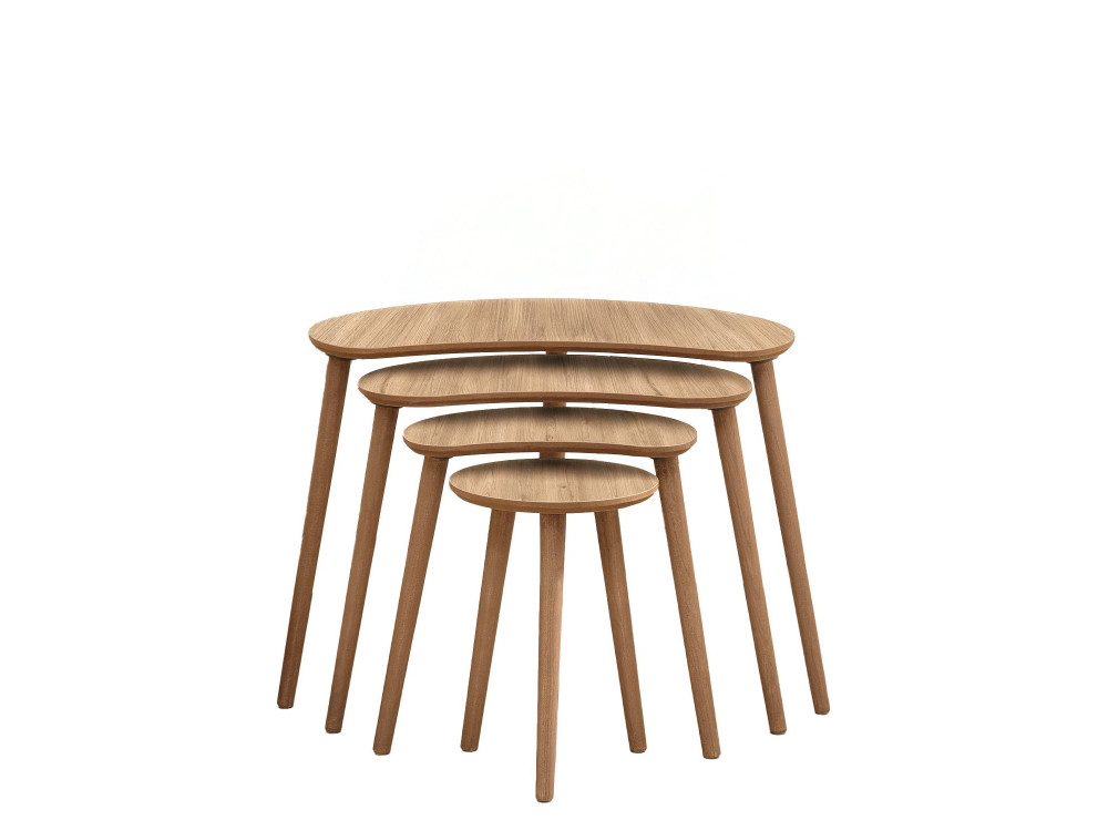 Moon" 4-piece wooden nesting table 40 x 75 x 55 cm - Oak