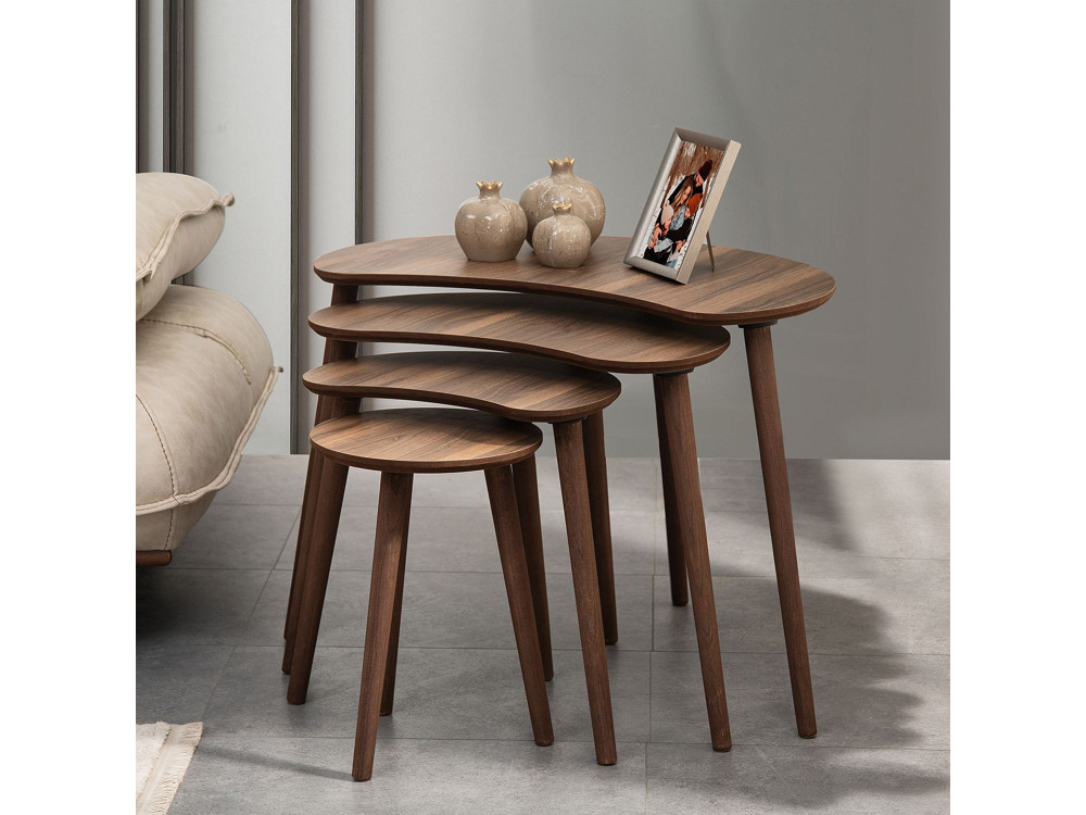 Moon" wooden nesting table (4 pieces) 40 x 75 x 55 cm - Walnut