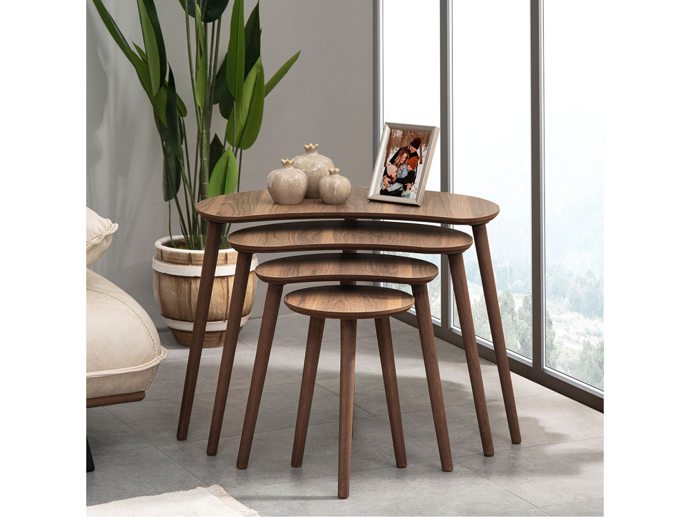 Moon" wooden nesting table (4 pieces) 40 x 75 x 55 cm - Walnut