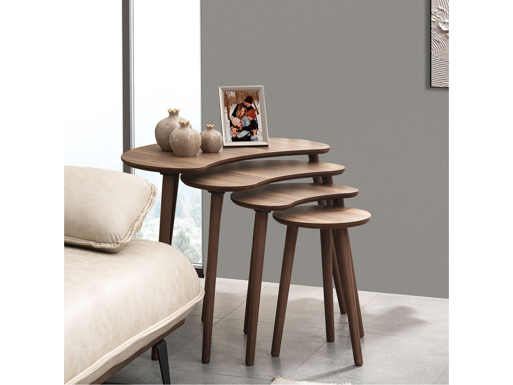 Moon" wooden nesting table (4 pieces) 40 x 75 x 55 cm - Walnut