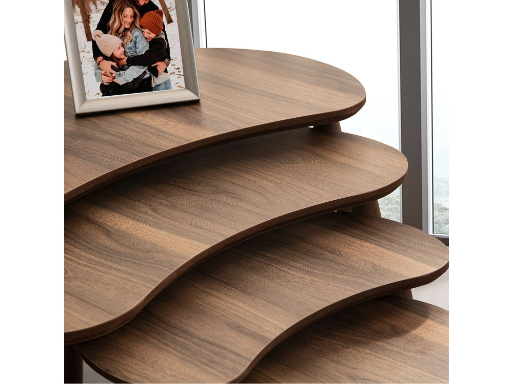 Moon" wooden nesting table (4 pieces) 40 x 75 x 55 cm - Walnut