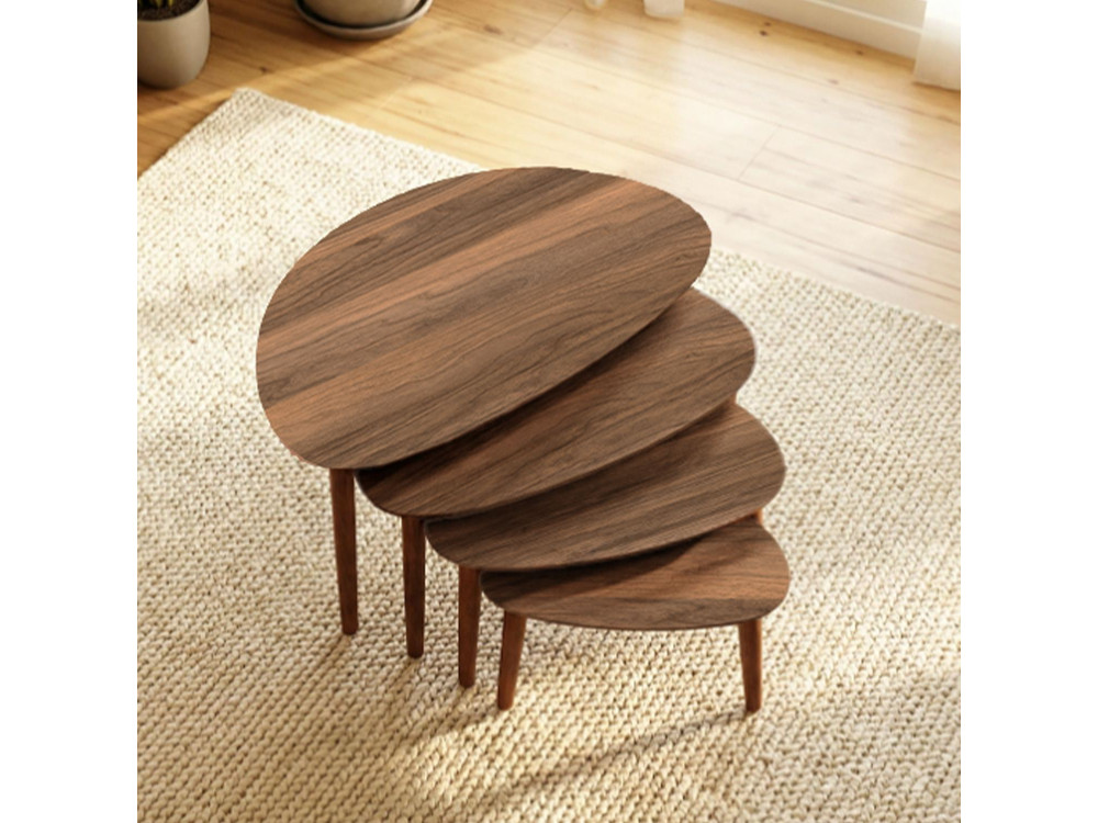 Nora" 4-piece wooden nesting table 68 x 45 x 55 cm - Walnut