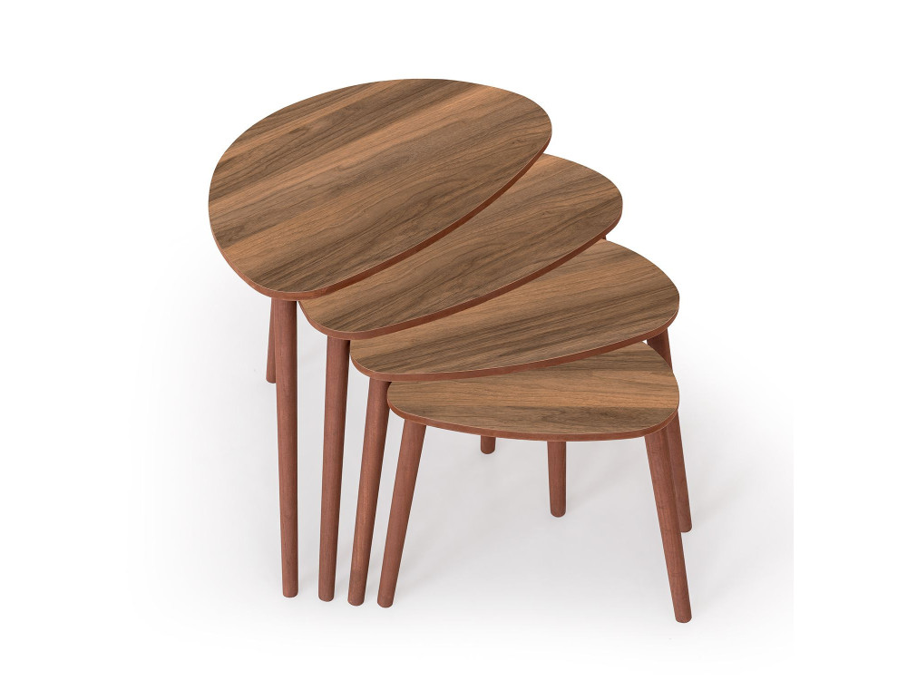 Nora" 4-piece wooden nesting table 68 x 45 x 55 cm - Walnut