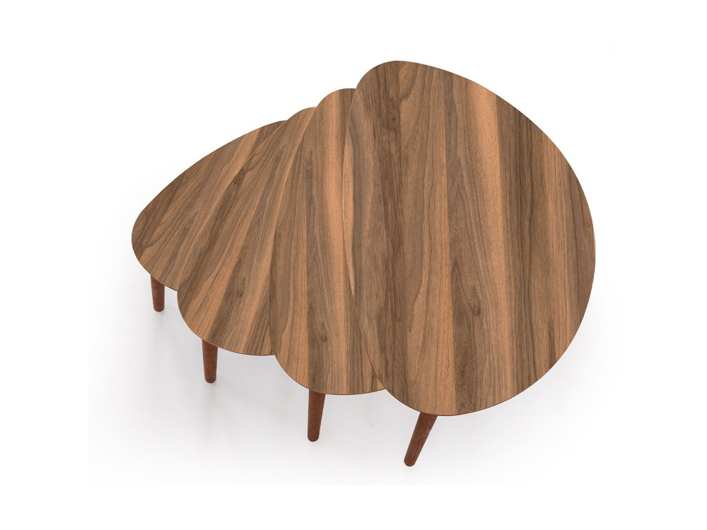 Nora" 4-piece wooden nesting table 68 x 45 x 55 cm - Walnut