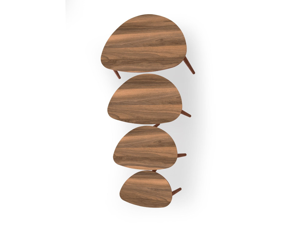 Nora" 4-piece wooden nesting table 68 x 45 x 55 cm - Walnut