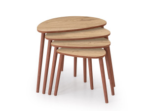 Nora" 4-piece wooden nesting table 68 x 45 x 55 cm - Oak