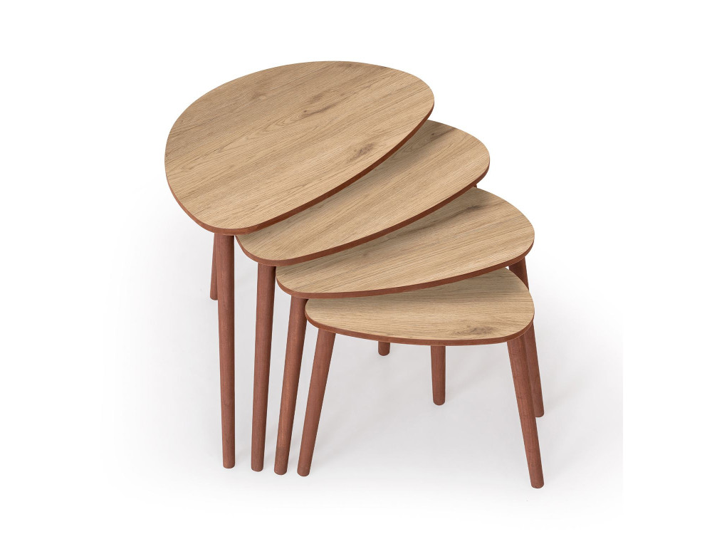 Nora" 4-piece wooden nesting table 68 x 45 x 55 cm - Oak