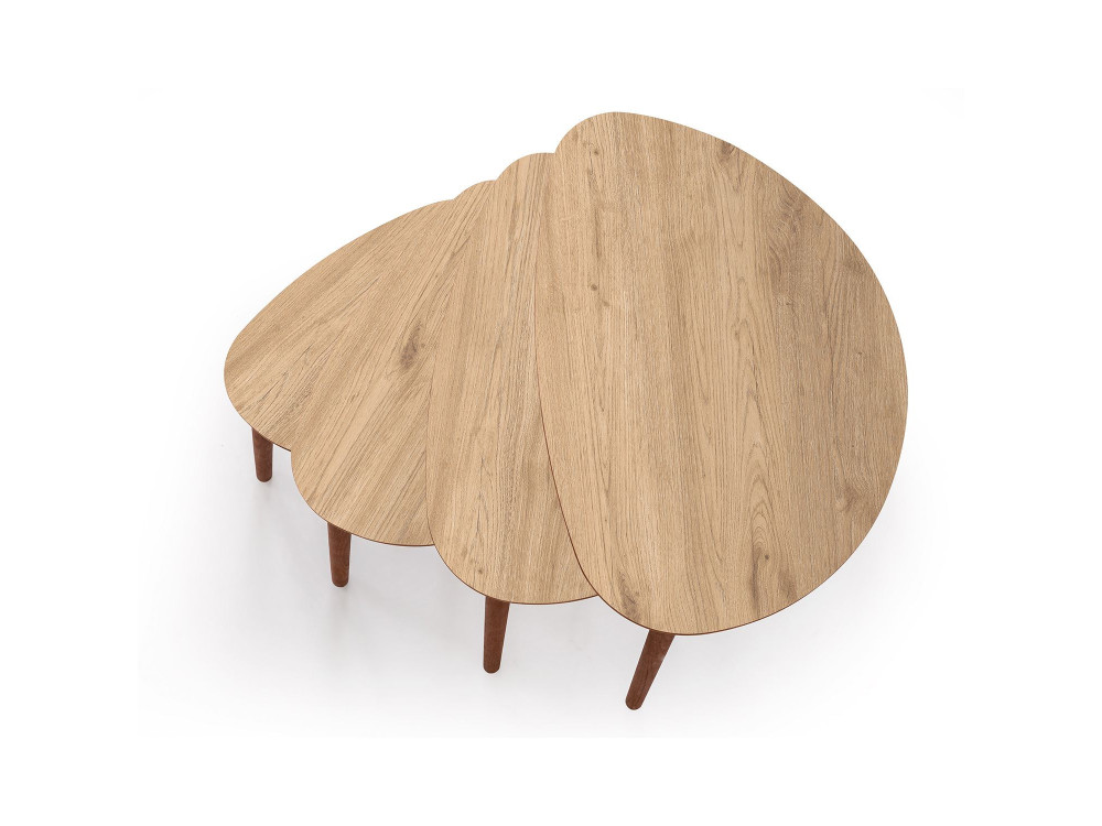 Nora" 4-piece wooden nesting table 68 x 45 x 55 cm - Oak