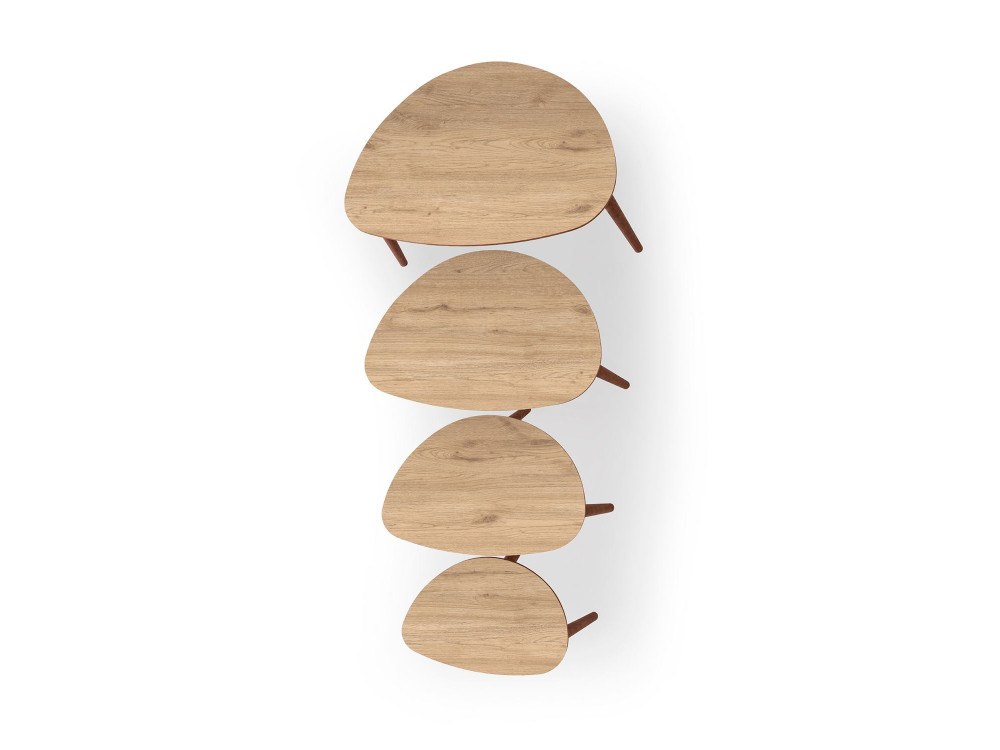 Nora" 4-piece wooden nesting table 68 x 45 x 55 cm - Oak
