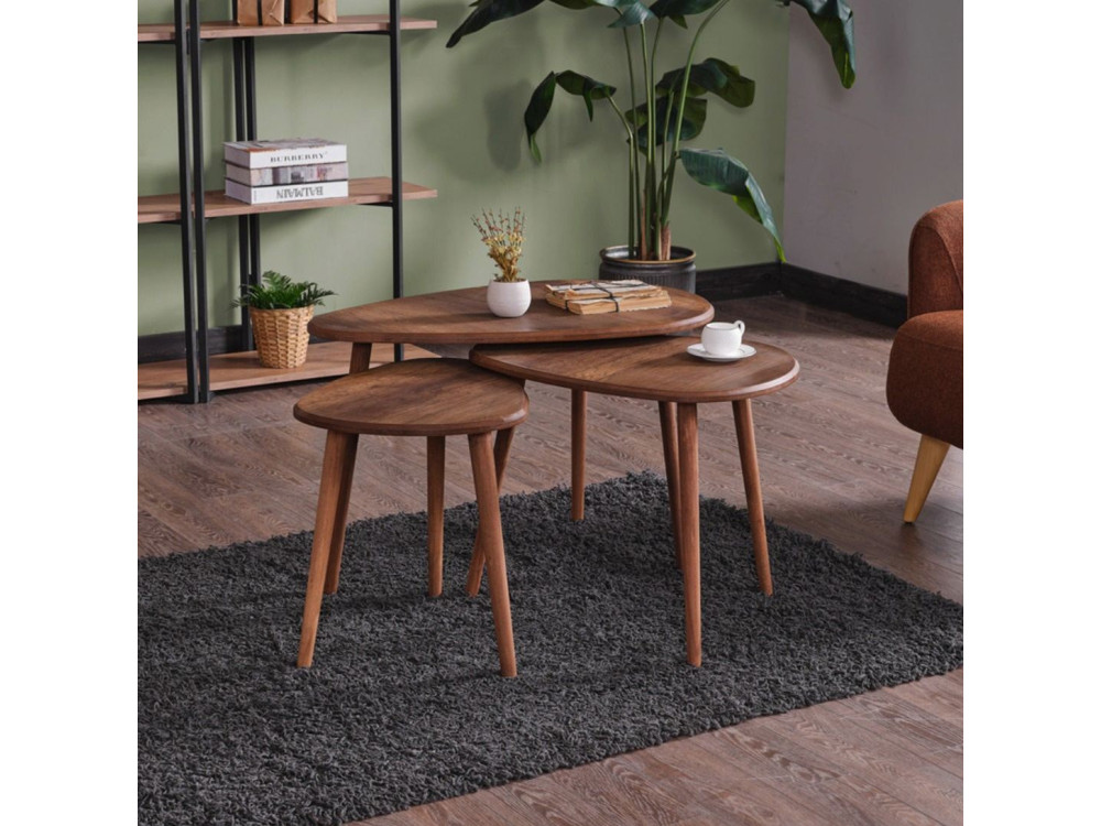 Alvin" wooden coffee table set 80 x 52 x 50 cm - Walnut
