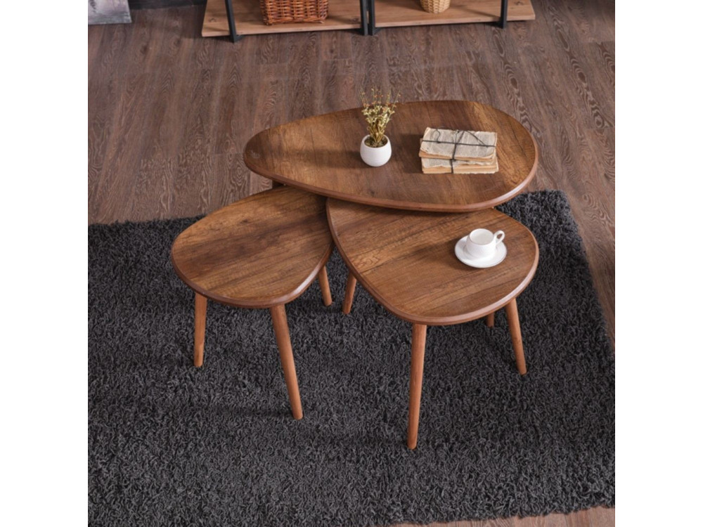 Alvin" wooden coffee table set 80 x 52 x 50 cm - Walnut