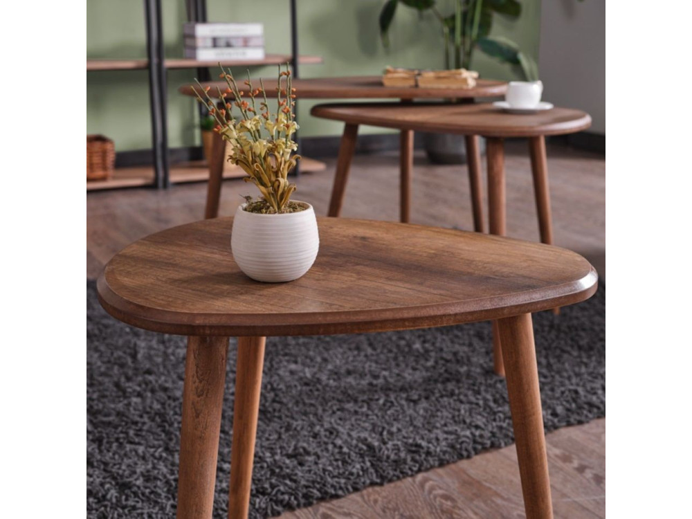 Alvin" wooden coffee table set 80 x 52 x 50 cm - Walnut