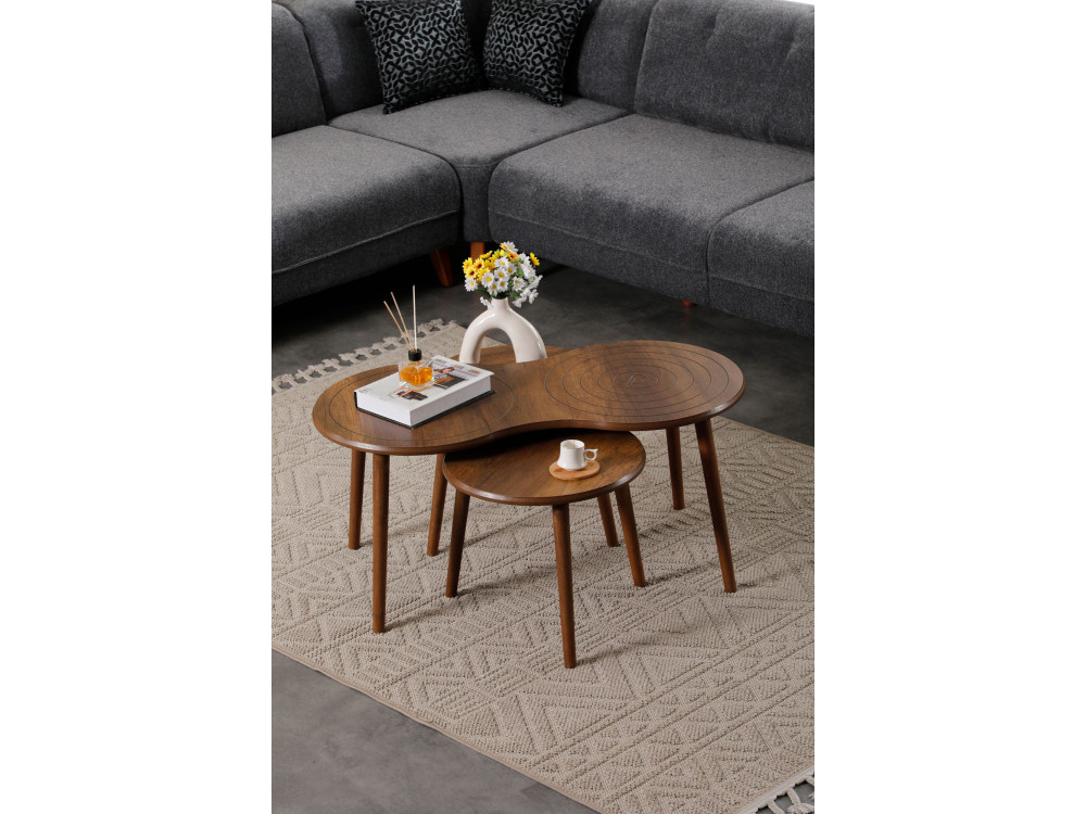 Marlo" wooden coffee table set 100 x 50 x 45 cm - Walnut