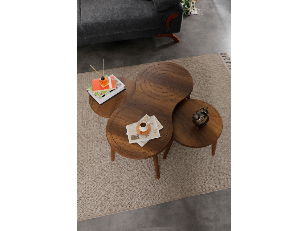 Marlo" wooden coffee table set 100 x 50 x 45 cm - Walnut