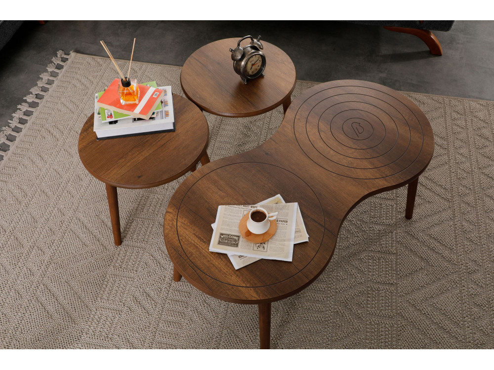 Marlo" wooden coffee table set 100 x 50 x 45 cm - Walnut