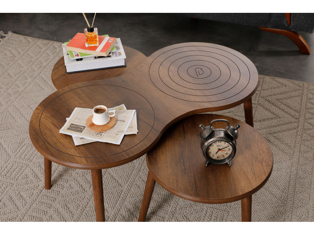 Marlo" wooden coffee table set 100 x 50 x 45 cm - Walnut