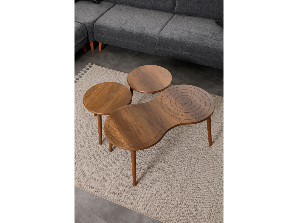 Marlo" wooden coffee table set 100 x 50 x 45 cm - Walnut