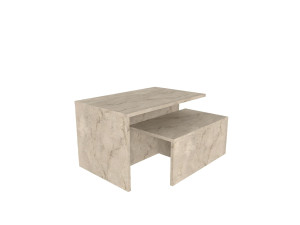 Twins" 2-piece wooden nesting table 72 x 45 x 42 cm - Travertine