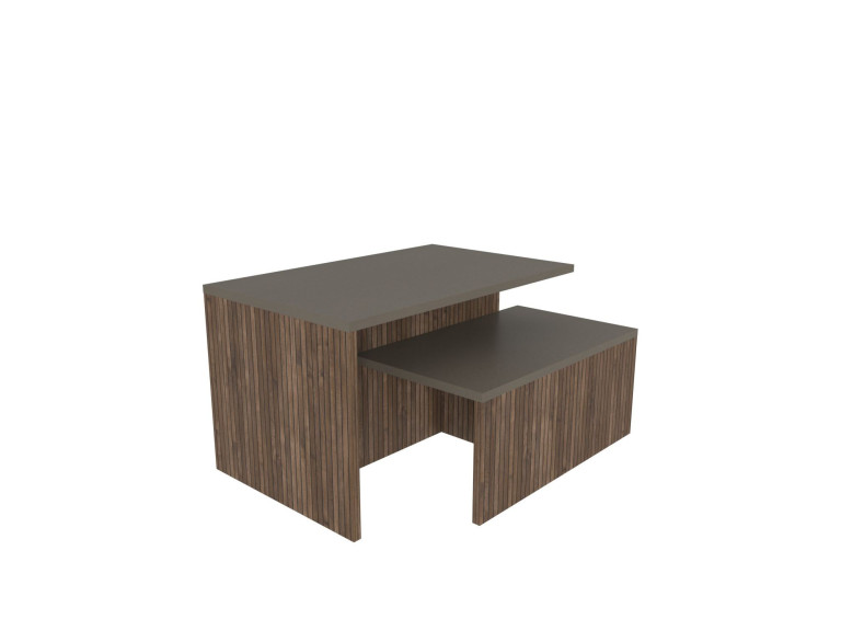 Twins" 2-piece wooden nesting table 72 x 45 x 42 cm - Taupe