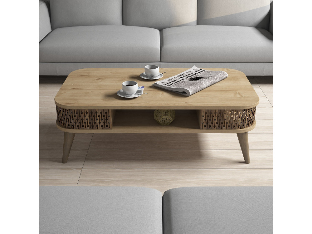 Eylul" wooden coffee table - 105 x 60 x 34 cm - Brown