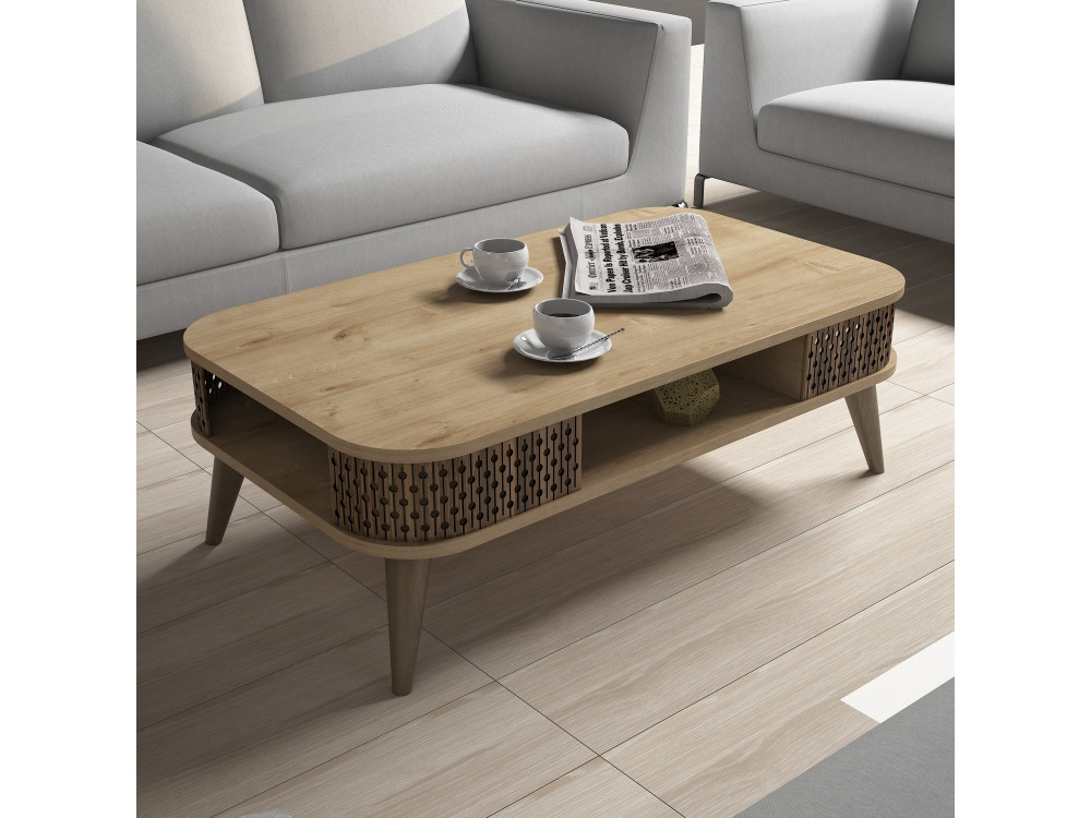 Eylul" wooden coffee table - 105 x 60 x 34 cm - Brown