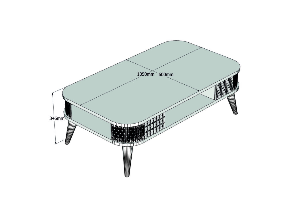 Eylul" wooden coffee table - 105 x 60 x 34 cm - Brown