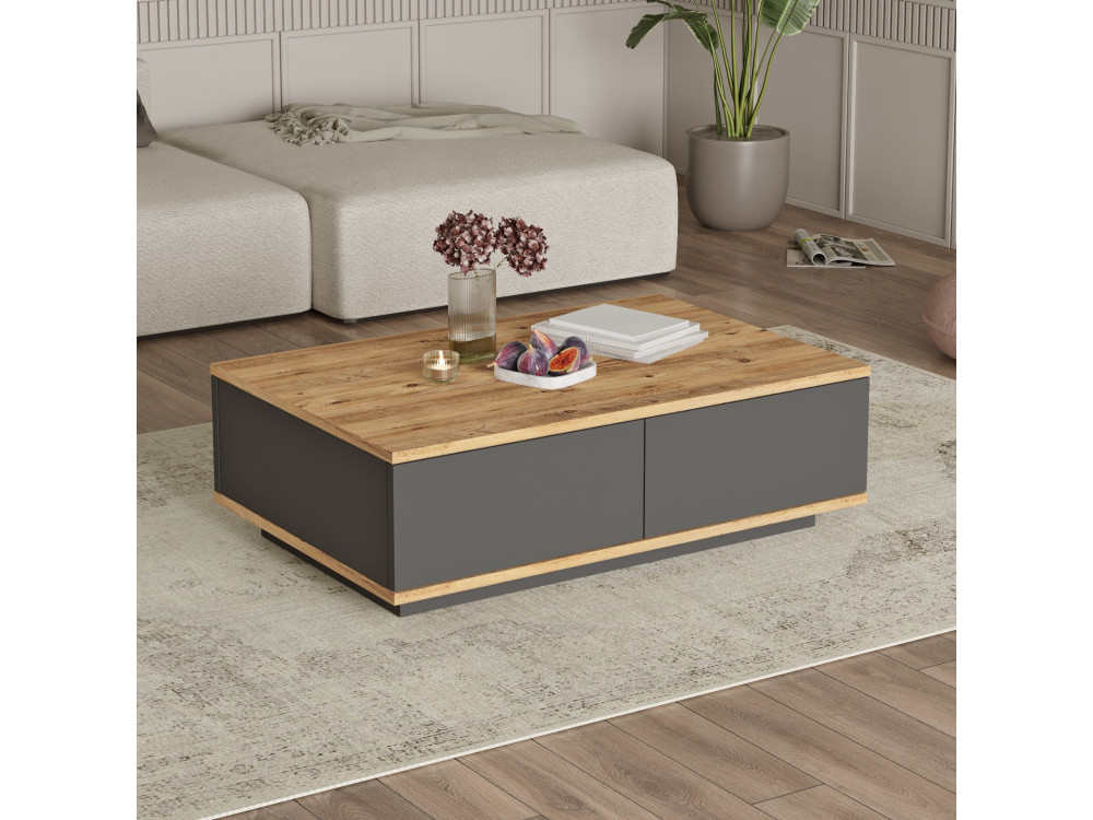 Frew" wooden coffee table - 90 x 60 x 28 cm - Brown