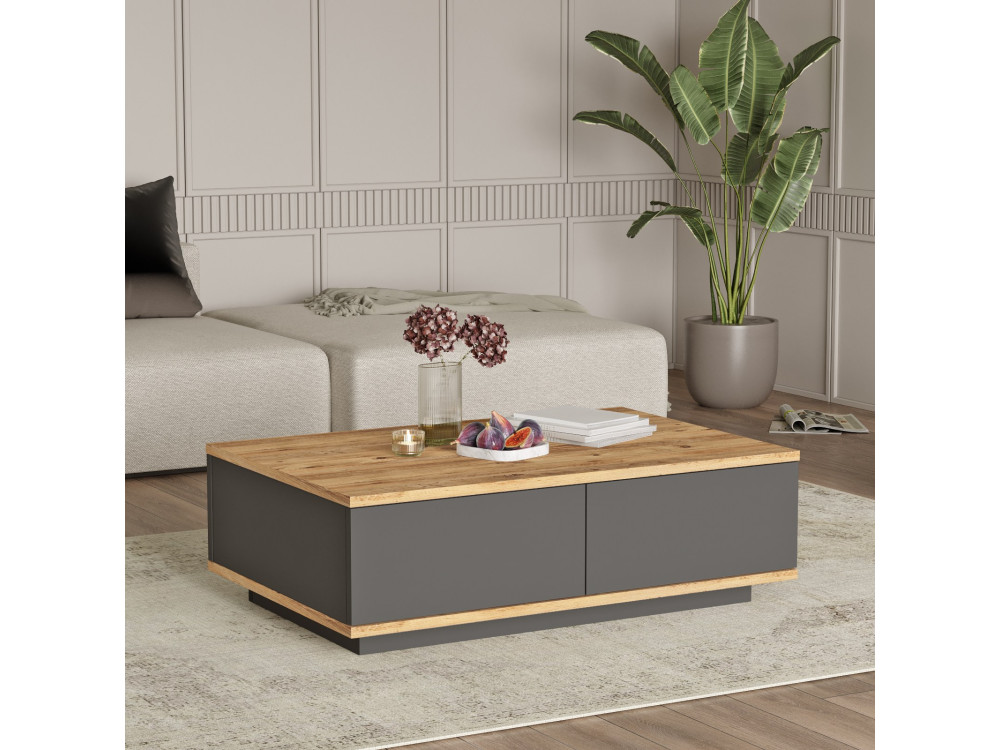 Frew" wooden coffee table - 90 x 60 x 28 cm - Brown