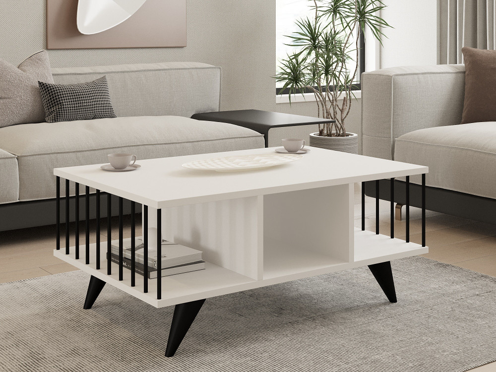 Bert" wooden coffee table - 90 x 60 x 40 cm - White