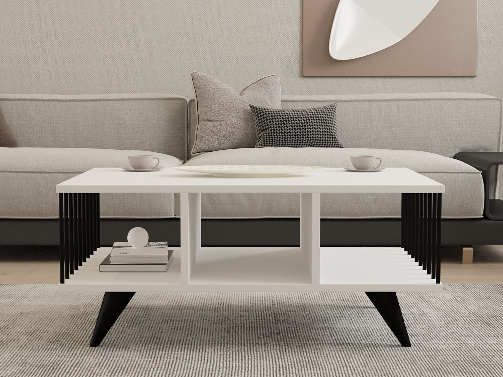 Bert" wooden coffee table - 90 x 60 x 40 cm - White