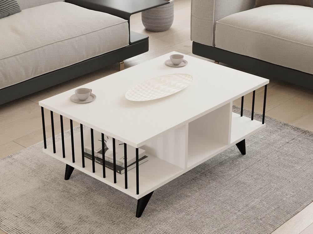 Bert" wooden coffee table - 90 x 60 x 40 cm - White