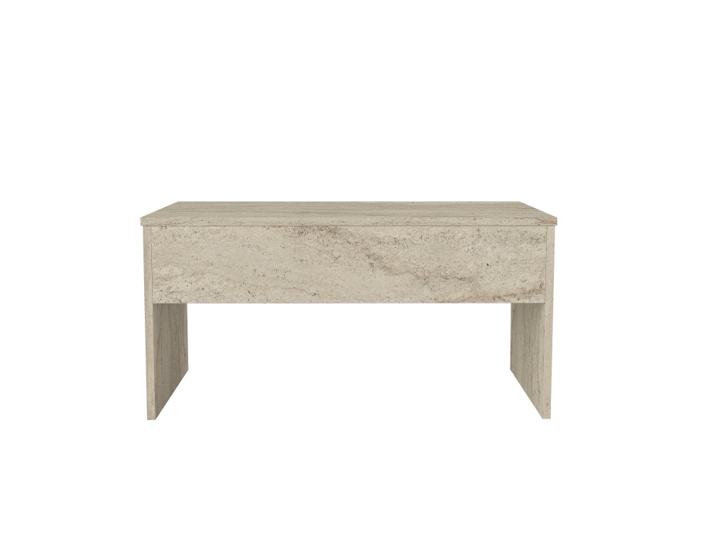 Akilli" coffee table with wooden storage box - 90 x 45 x 52 cm - Travertine