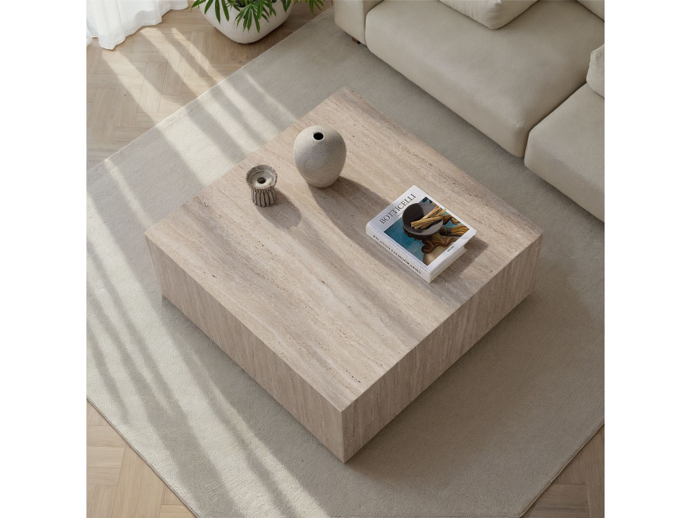 MDF coffee table "Prizma" - 90 x 90 x 35 cm - Travertine