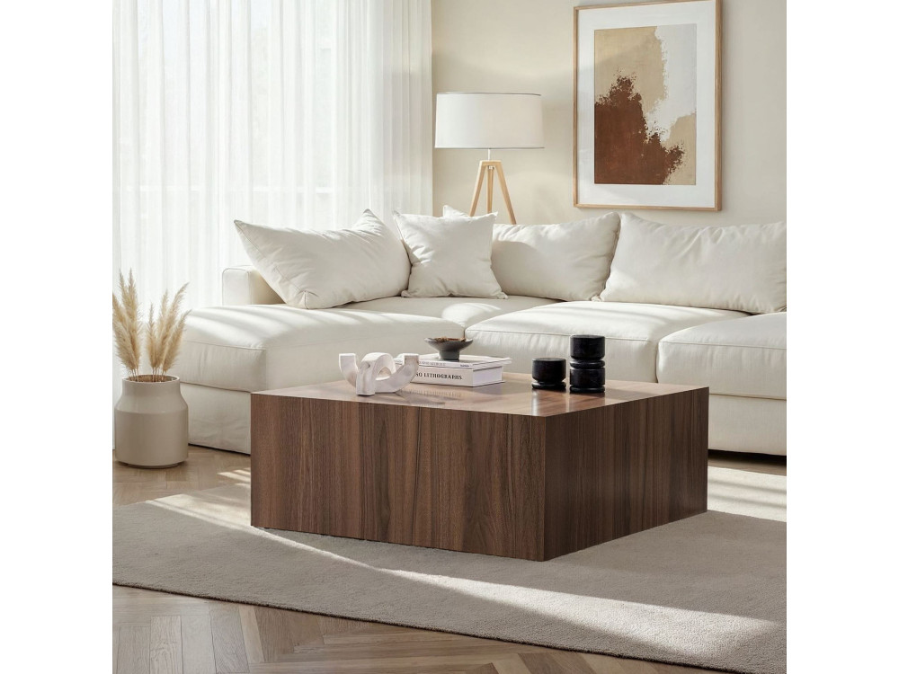 Prizma" MDF coffee table - 90 x 90 x 35 cm - Walnut