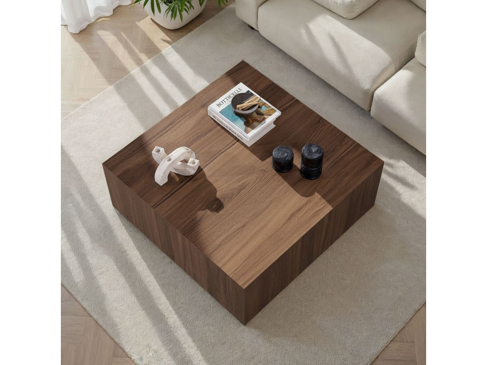 Prizma" MDF coffee table - 90 x 90 x 35 cm - Walnut