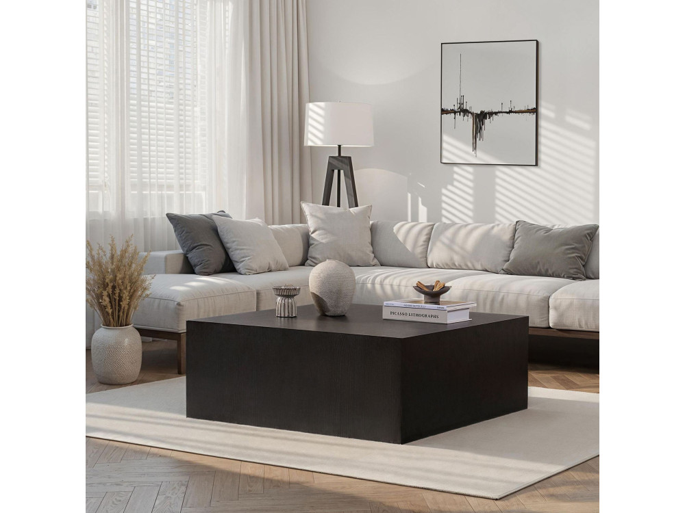 Prizma" MDF coffee table - 90 x 90 x 35 cm - Black wood