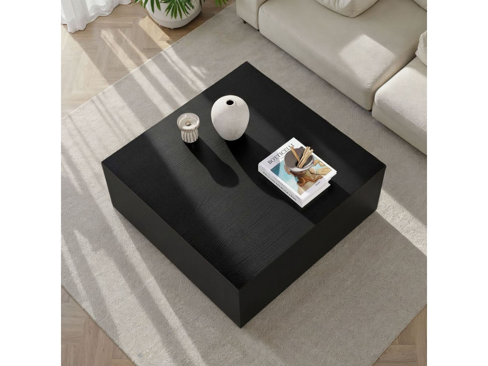 Prizma" MDF coffee table - 90 x 90 x 35 cm - Black wood