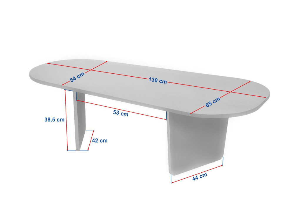 Ovalis" wooden coffee table - 130 x 65 x 40 cm - Travertine / Walnut