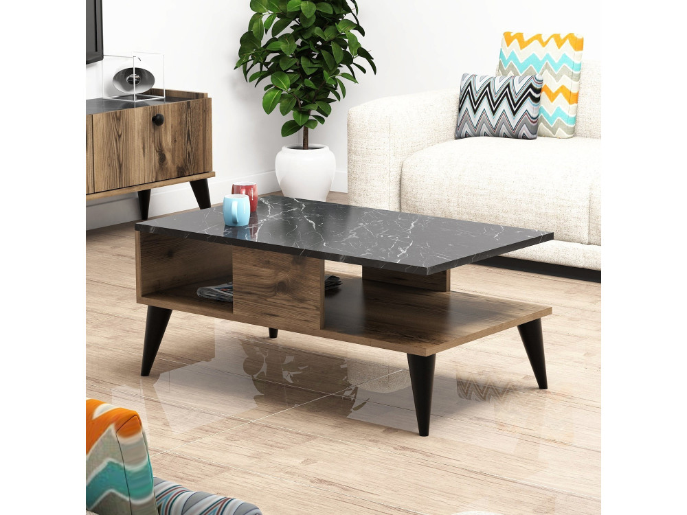 Lidya" wooden coffee table - 90 x 54 x 39 cm - Brown