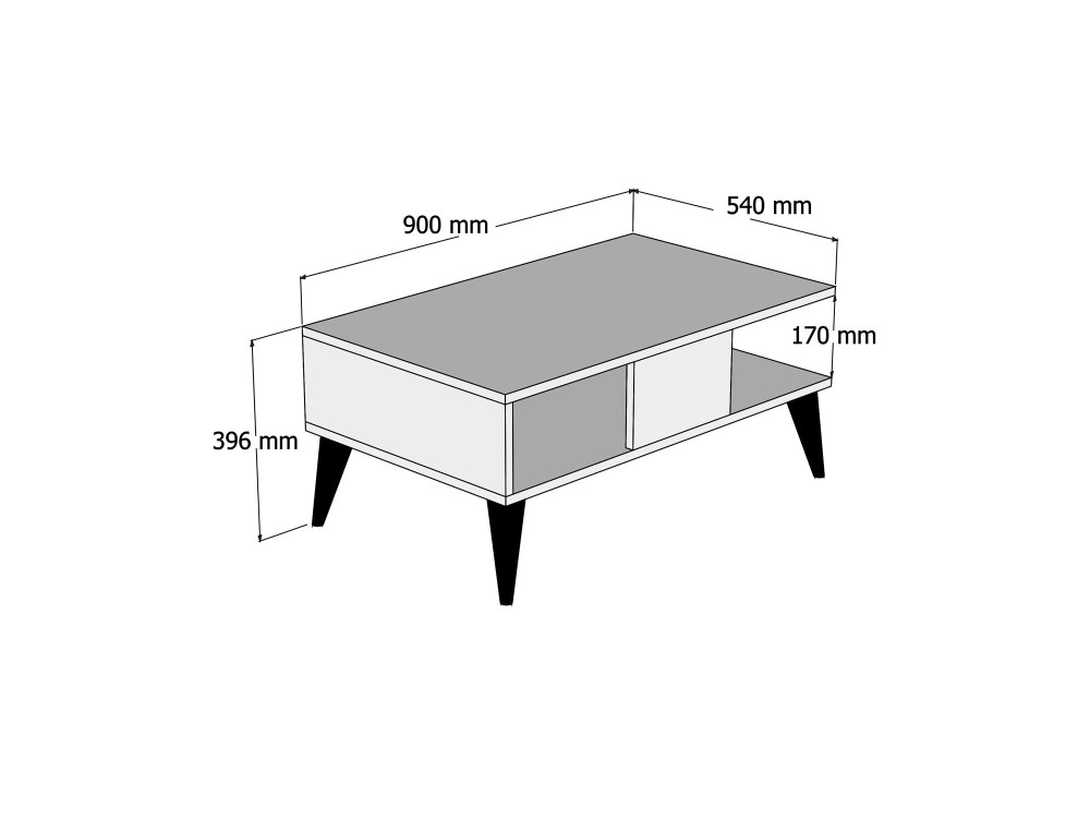 Lidya" wooden coffee table - 90 x 54 x 39 cm - Brown