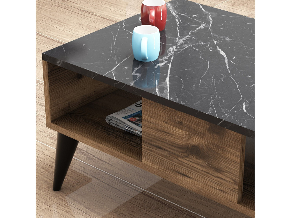 Lidya" wooden coffee table - 90 x 54 x 39 cm - Brown