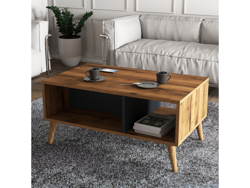 Wooden coffee table "Exxen" - 90 x 41 x 54 cm - Anthracite grey